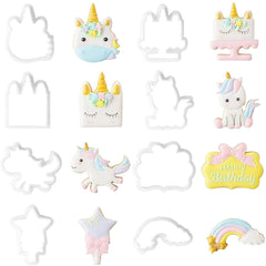 RKPM HOMES 8 Pcs Cookie Cutter Set | Mix Unicorn Shape Cutter Set | See Animal Fondant Plunger Cutter | Biscuit Mold Fondant Muffin Cupcake Decoration | Tools for Holiday Party Wedding and Birthday