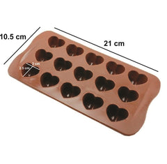 RKPM Silicone Heart Shape Chocolate Jelly Candy Mold, Cake Baking Mold, 15-Cavity Bakeware Mould, Brown