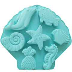 RKPM HOMES Marine Beach Theme Chocolate Fondant Mold I 3D Aquatic Animal Shape Silicone Candy Mould I for DIY Handmade Jelly Cakes Dessert Pastry Polymer Clay Muffin Soap Resin Cupcake Décor (Large)