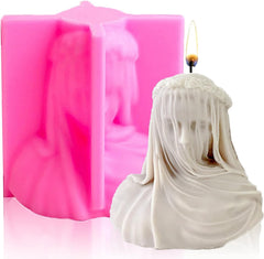 RKPM HOMES Veiled Lady Candle Mold I 3D Silicone Veiled Female Bust Sculpture Statue Mould I for Handmade Ornament Aromatherapy Soap, Chocolate, Cake Décor, Resin Casting, Art Craft Making (Large)