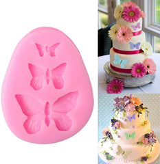 RKPM HOMES Pack of 1 (3 Cavity) Butterfly Silicone Fondant Candy Cake Baking Mold for Homemade Cake Decorating Mold Size 7.2 X 5.5 X 0.8 Cm