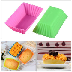 RKPM HOMES Paper Cake Cup Liners | Silicone Baking Cups | Muffin Cupcake Cases | Microwave or Oven Tray Safe | for Handmade Soap, Biscuit, Chocolate, Muffins, Jelly (Rectangle Shape, 12 Pcs)