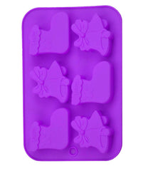RKPM HOMES 6 Cavities Silicone Soap Molds, Homemade Soap Making Chocolate Baking Molds (6 Piece Christmas Shoe Bell Mold)