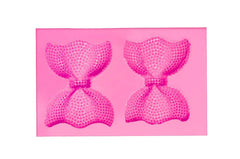RKPM HOMES Bow Art Deco Silicone Mold Sugar Craft DIY Gumpaste Cake Decorating Clay Pink (2 Cavity Doted Bow)