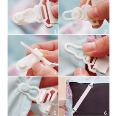 RKPM HOMES Elastic Band Clip for Bed Sheet Fasteners Suspenders - 4 Pcs White Nylon Buckle