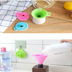RKPM HOMES Silicone Collapsible Funnel | Kitchen Funnel | Narrow/Wide Mouth Foldable | for Filling Bottles, Transferring Liquid, Powder Transfer | Food Grade – Random Color - Pack Of 1