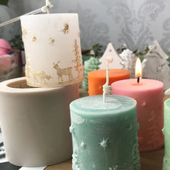 RKPM HOMES Cylinder Christmas Candle Mold I Fondant Silicone Scented Wax Mould I Succulent Molds | Handmade Candles Making | for Mousse Dessert Soap Cake DIY Decorating