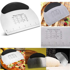 RKPM Bench Scraper Chopper Stainless Steel Non Sleep Kitchen Food Scraper Icing Smoother Blade with Measuring Scale for Dough, Cake, Pizza (S Steel Round)