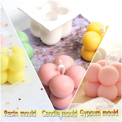 RKPM HOMES Candle Molds | Small and Medium Rubik Cube with Diamond Shape Fondant Silicone Wax Mould | Succulent Molds | Handmade DIY Candles Making | Mould for Mousse Dessert Soap Cake - Set of 3