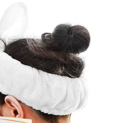 RKPM Girls Hair Band Wash Face Bath Spa Makeup Wrap Rabbit Ears Headband Soft Elastic (Blue)