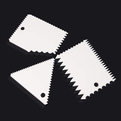 RKPM HOMES 3PCS Plastic White Cake Decorative Scraper Set Decorating Comb Icing Smoother for Cream Cake Scraper Triangle