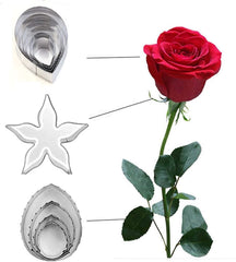RKPM HOMES Cookie Cutter Set | Stainless Steel Gum Paste Cutter | Biscuit Mold Fondant Muffin Cup Cake Decoration | Tools for Holiday Party Wedding Birthday (11 Pcs Rose Petal, Leaf and Star Shape)