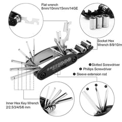 RKPM Multi-Purpose Mountain Bike Bicycle Repair Tool Kit Allen Key Spoke Wrench 16 IN 1, Metal
