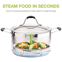 RKPM Stainless Steel Folding Steamer Basket for Vegetable Fish Seafood Cooking, Expandable to Fit Various Size Pot (5.1-9 Inch, Silver)