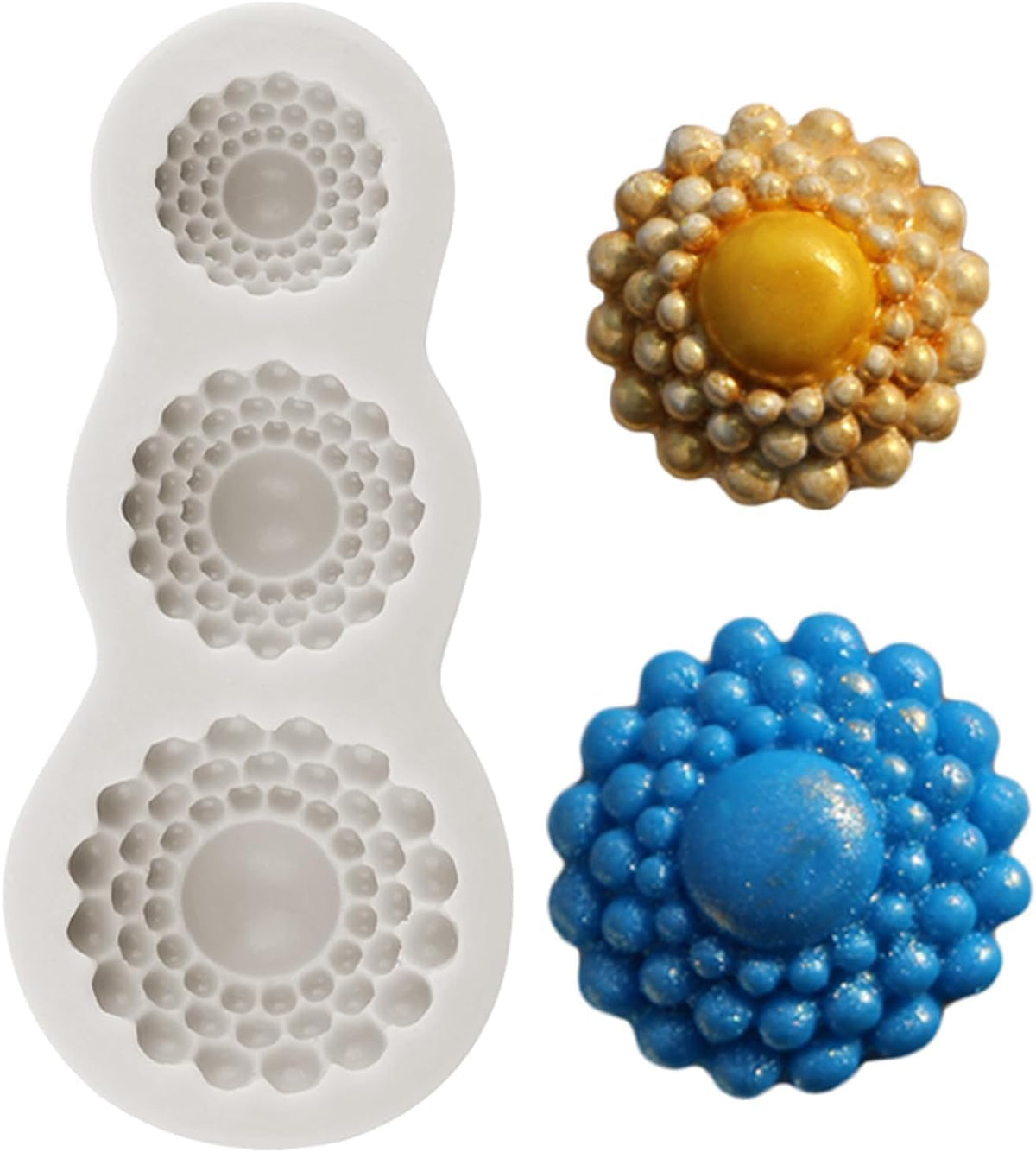 RKPM HOMES Button Fondant Mold I 3D Diamond Brooch Jewelry Silicone Gemstone Mould I for Handmade DIY Jelly Cakes Dessert Candy Chocolate Pastry Polymer Clay Soap Resin Muffin Cupcake Décor - 3 Cavity