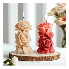 RKPM HOMES Flower Cylinder Candle Mold I 3D Rose Pillar Flowers Column Silicone Epoxy Mould I for DIY Handmade Beeswax/Soy Wax Candles Plaster Resin Clay Desktop Home Decor Art Craft Projects (Small)