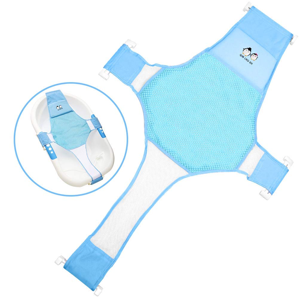 RKPM Newborn Baby Bath Seat Support Net Bathtub Sling Shower Mesh Bathing Cradle Rings for Tub (Bathtub not Included)(Blue)