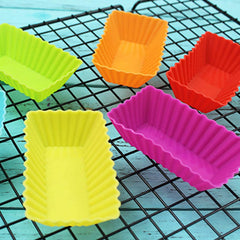 RKPM HOMES Paper Cake Cup Liners | Silicone Baking Cups | Muffin Cupcake Cases | Microwave or Oven Tray Safe | for Handmade Soap, Biscuit, Chocolate, Muffins, Jelly (Rectangle Shape, 6 Pcs)