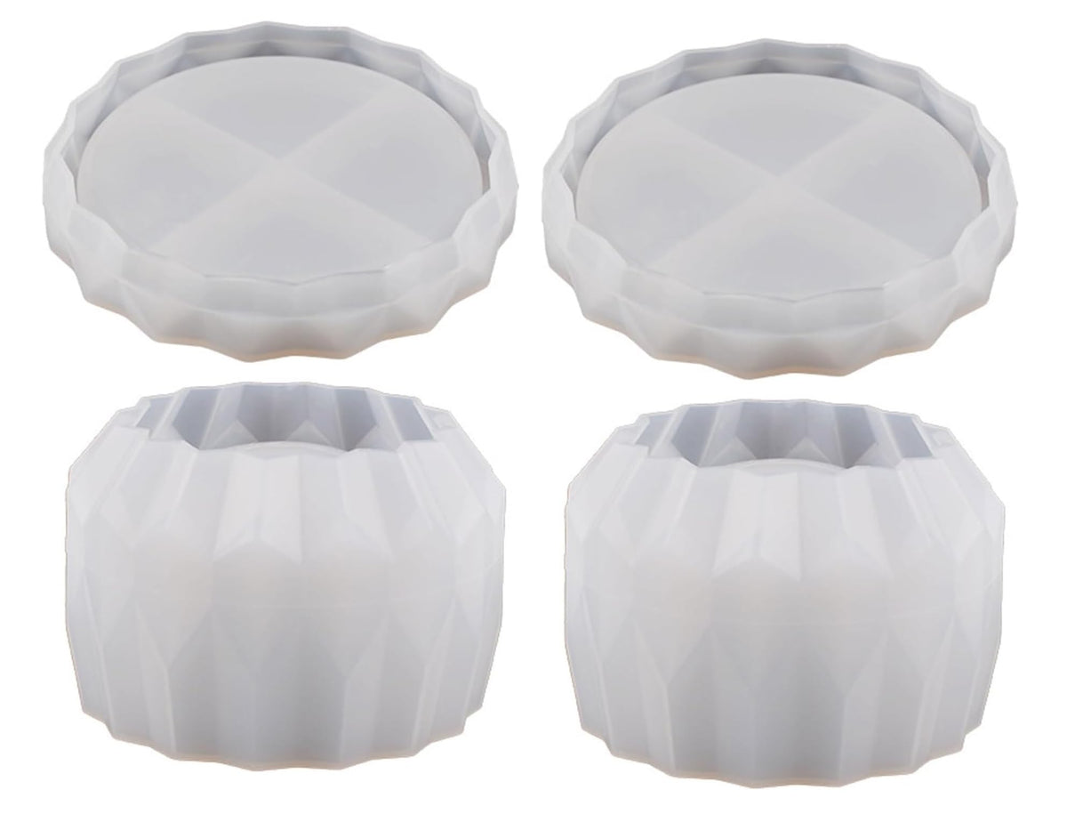 RKPM HOMES Box Resin Molds I Crystal Drip Round Silicone Epoxy Casting Mould with Lid I for DIY Handmade Candles Necklace Jewelry Storage Box Ring Trinket Container Art Crafts Home Decorations (2 Pcs)