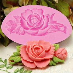 RKPM HOMES 3D Rose with Leaf Flower Cake Silicone Mold Fondant Cake Decorating