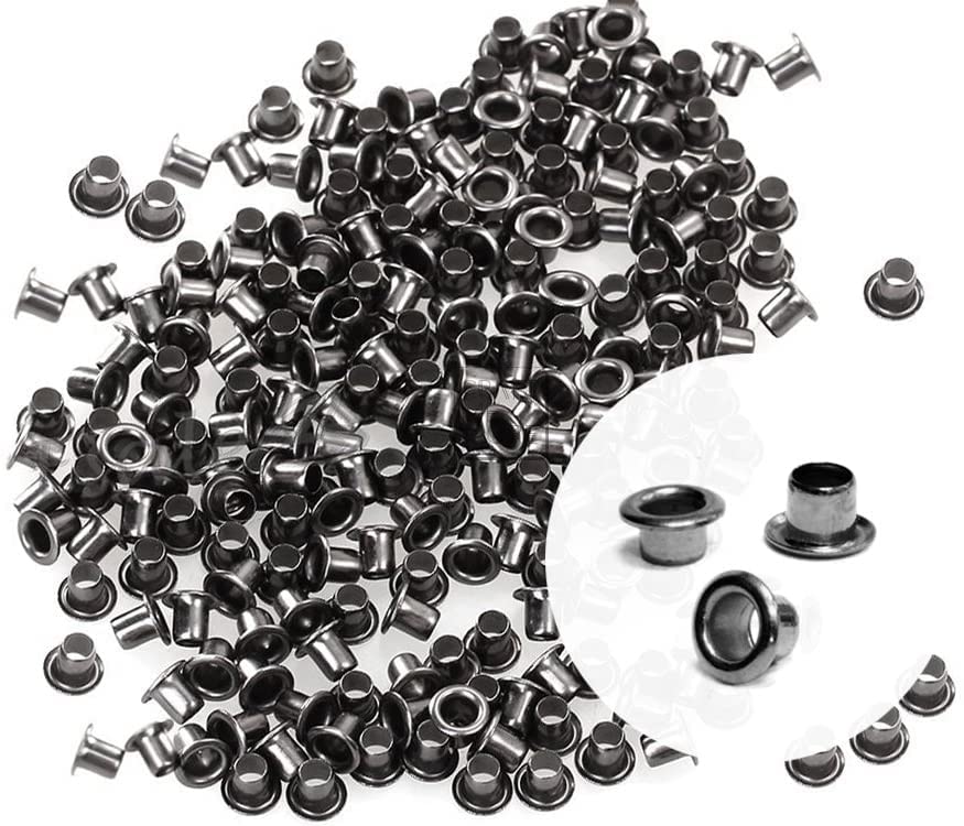 RKPM HOMES Grommet Eyelet Hole Rivets, Set of 100 | 3MM Hole Round Metal Self-Backing Eyelet | for Leather Craft DIY Scrapbooking Shoes Belts Clothes Fashion Practical Accessories (Gunmetal)