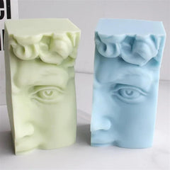 RKPM HOMES Body Shape Candle Molds I 3D Half Face David Head Abstract Sculpture Statue Mould I for DIY Handmade Ornament Aromatherapy Clay Resin Casting Art Craft Making Soap Home Party Decoration (A)