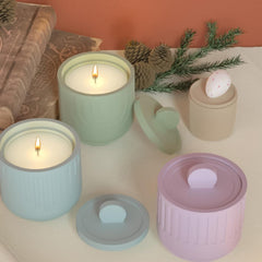 RKPM HOMES Candles Holders Resin Mold I Striped Round Shape Concrete Silicone Epoxy Casting Jar Mould with Lid I for DIY Handmade Necklace Art Crafts Jewelry Storage Box Ring Trinket Container (Tri)