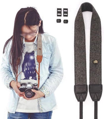 RKPM HOMES Camera Strap Sling belt I Adjustable Shoulder Neck Vintage I Cotton Leather finish Hooks Safety cross-body for All DSLR Camera Nikon Canon Sony Pentax I Suitable for Women Men – Gray