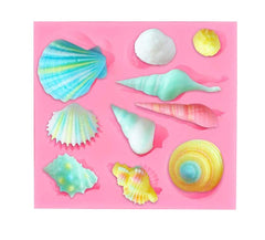 RKPM HOMES Silicone Mermaid Tail Fondant Soap Molds Seashell Sea Shell Starfish Chocolate Candy Sugarcraft Cake Decorating Polymer Clay Mold Tools. (Sea Shells Square)