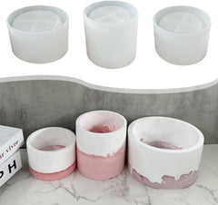 RKPM HOMES Planter Mold I Round Shape Casting Silicone Epoxy Candlestick Mould I Succulent Concrete Vase Resin Molds I for DIY Handmade Jewelry Trinket Makeup Storage Candle Flower Pot Pen Holder (B)