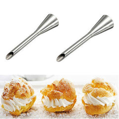 RKPM HOMES Cream Icing Piping Nozzle Tip | Stainless Steel Nozzle Tips | for Pasty, Puff, Cream Roll, Dessert, Doughnut, Cupcake | Fondant Cake Decorating Long Bakeware Tip | Pastry Tools - 4 Pcs