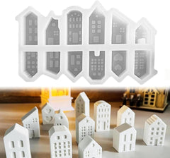 RKPM HOMES Houses Candle Mold I 3D Fondant Chimney & Miniature House Shape Silicone Plaster Epoxy Mould I for DIY Handmade Chocolate Cake Décor Aromatherapy Soap Resin Art Craft Home Decoration (12 Cavity)