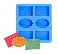 RKPM HOMES 6 Cavities Silicone Soap Molds, Homemade Soap Making Chocolate Baking Molds (Pattern Mold Rect)