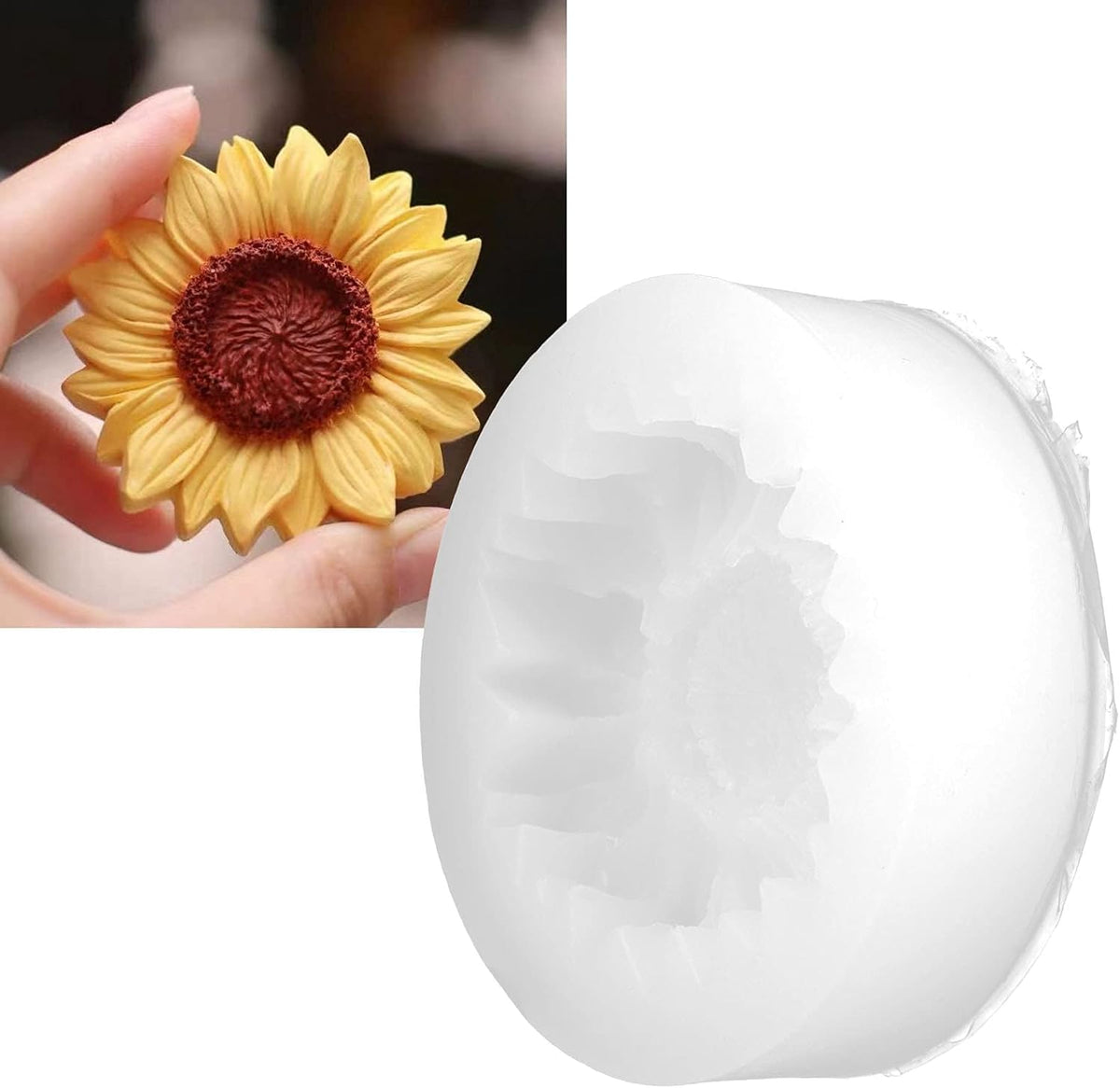 RKPM HOMES Keychain Mold I Sunflower Shape with Hole Silicone Epoxy Mould I for Handmade DIY Pendant Necklace Jewelry, Resin Casting, Chocolate, Cake Décor Art Craft Making (Without Hole)