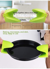 RKPM 2 Pcs Silicone Pinch Grip Mitten Oven Mitt Gripper Grip Kitchen Potholder Utensil Tool 1 Set Green