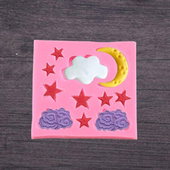 RKPM HOMES Cloud Half Moon Star Shape Cake Mould | Fondant Silicone Mold | 3D Clay DIY Mold Cake Decor Tools | Baking Tools for Chocolate Pinna Jelly Baking Soap | for Cake Decorating - 11 Cavity