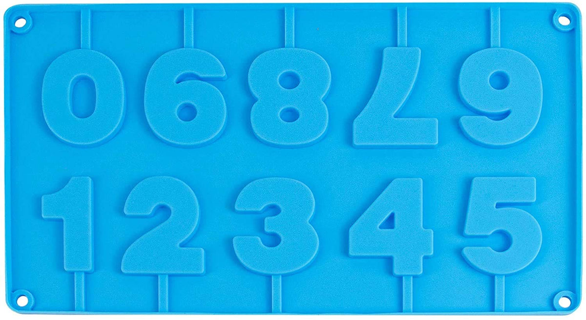 RKPM HOMES 10 Cavity Numbers (0-9) in Blocks Chocolate Candy Ice Candle Soap Embeds Silicone Mold