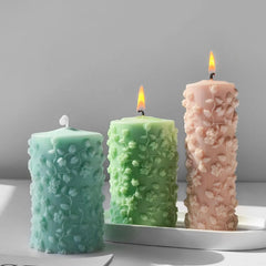 RKPM HOMES Flower Cylinder Candle Mold I 3D Round Pillar Flowers Column Silicone Epoxy Mould I for DIY Handmade Beeswax/Soy Wax Candles Plaster Resin Clay Desktop Home Decor Art Craft Projects (Floral Thin)