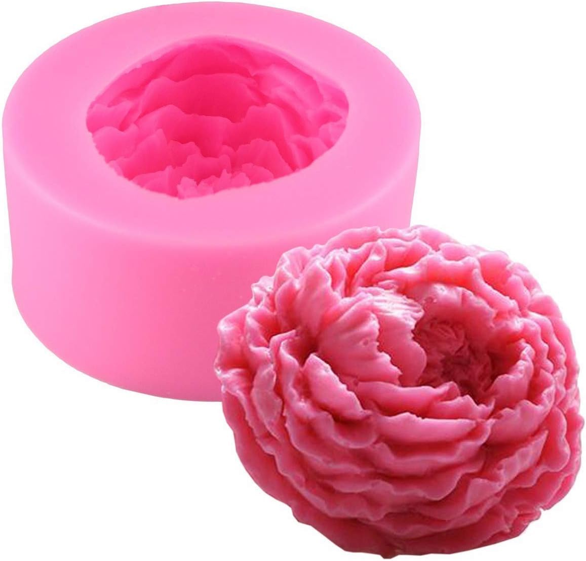 RKPM HOMES Peony Flower Shape Chocolate Mold I 3D Fondant Flowers Silicone Cupcake Mould I for DIY Handmade Sugarcraft Cake Décor Candy Cookies Muffin Gummy Soap Resin Candle Art Craft Making (B)