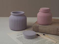 RKPM HOMES Storage Box Resin Molds I Concrete Round Stripe Silicone Casting Mould with Lid I for DIY Handmade Candles Necklace Earring Art Crafts Jewelry Ring Trinket Container Flower Pot (2 Pcs)
