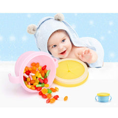 RKPM HOMES Baby Feeding Bowl Anti-Spill Snack Catchers Cup Snack Bowl Easy Silicone Plastic with Cover Toddler Oder Free Biscuit Cup Portable for Home or Go Out Pink