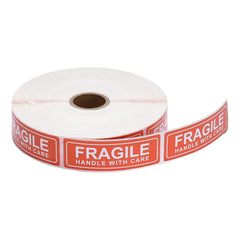 Pacific Mailer Fragile Stickers 1" x 3" Fragile Handle with Care Warning Packing Shipping Label with Self Adhesive for Moving, Shipping [1000 Labels Per Roll]