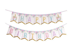RKPM HOMES Cross-Border Unicorn Birthday Decoration Flag Happy Birthday Letter Unicorn Banner
