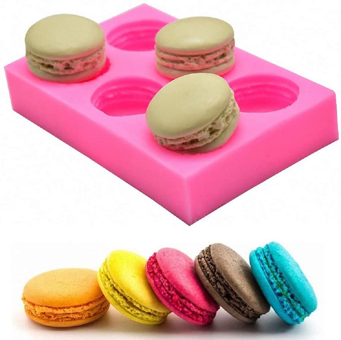 RKPM HOMES Macaroon Mat | Silicone 3D Round Fondant Macaron Mould | Mold for Cake/Cupcake Decorating, Baking, Gum Paste, Chocolate, Candy, Polymer Clay, Mini Soap | Bakeware Molds - 6 Cavity