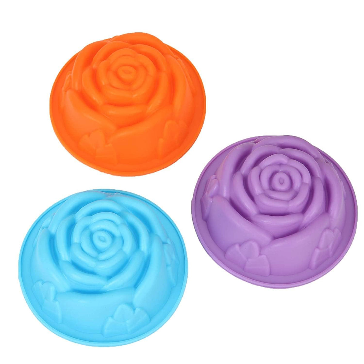 RKPM HOMES Paper Cake Cup Liners | Silicone Baking Cups | Muffin Cupcake Cases | Microwave or Oven Tray Safe | for Handmade Soap, Biscuit, Chocolate, Muffins, Jelly (Rose Shape, 12 Pcs)