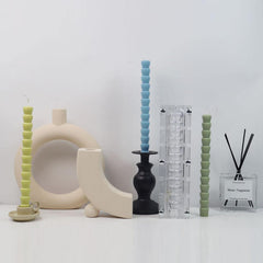 RKPM HOMES Bamboo Rod Texture Screw Candle Mold I 3D Transparent Long Column Shape Pillar Acrylic Candlestick Wax & Beeswax Mould I for DIY Handmade Ornament Cake Décor Aromatherapy Home Decoration