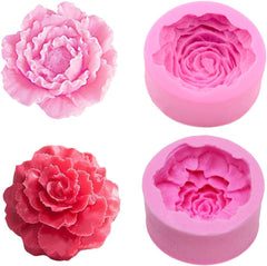 RKPM HOMES Peony Flower Shape Chocolate Mold I 3D Fondant Flowers Silicone Cupcake Mould I for DIY Handmade Sugarcraft Cake Décor Candy Cookies Muffin Gummy Soap Resin Candle Art Craft Making (B)