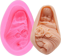 RKPM HOMES 3D Baby Silicone Fondant Mold Baby Shower Cake Topper DIY Cupcake Decoration Birthday Party Tool for Sugarcraft, Chocolate, Resin, Candy Mold (Baby Sleaping)