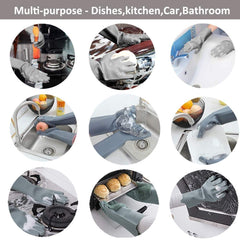 RKPM HOMES Washing Gloves, Reusable Silicone Dishwashing Gloves with Scrubbers for Kitchen, Bathroom Cleaning, Pet Hair Care, Car Washing And More 1 Pair, 2 Gloves, Green