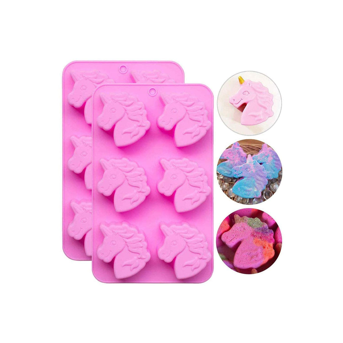 RKPM HOMES Unicorn Head Shape Chocolate Mould I Unicorn 3D DIY Fondant Silicone Candy Mold I Baking Tools for Cake Chocolate Candy Ice Jelly Soap I Cake Baking Moulds I Bakeware Molds - 6 Cavity